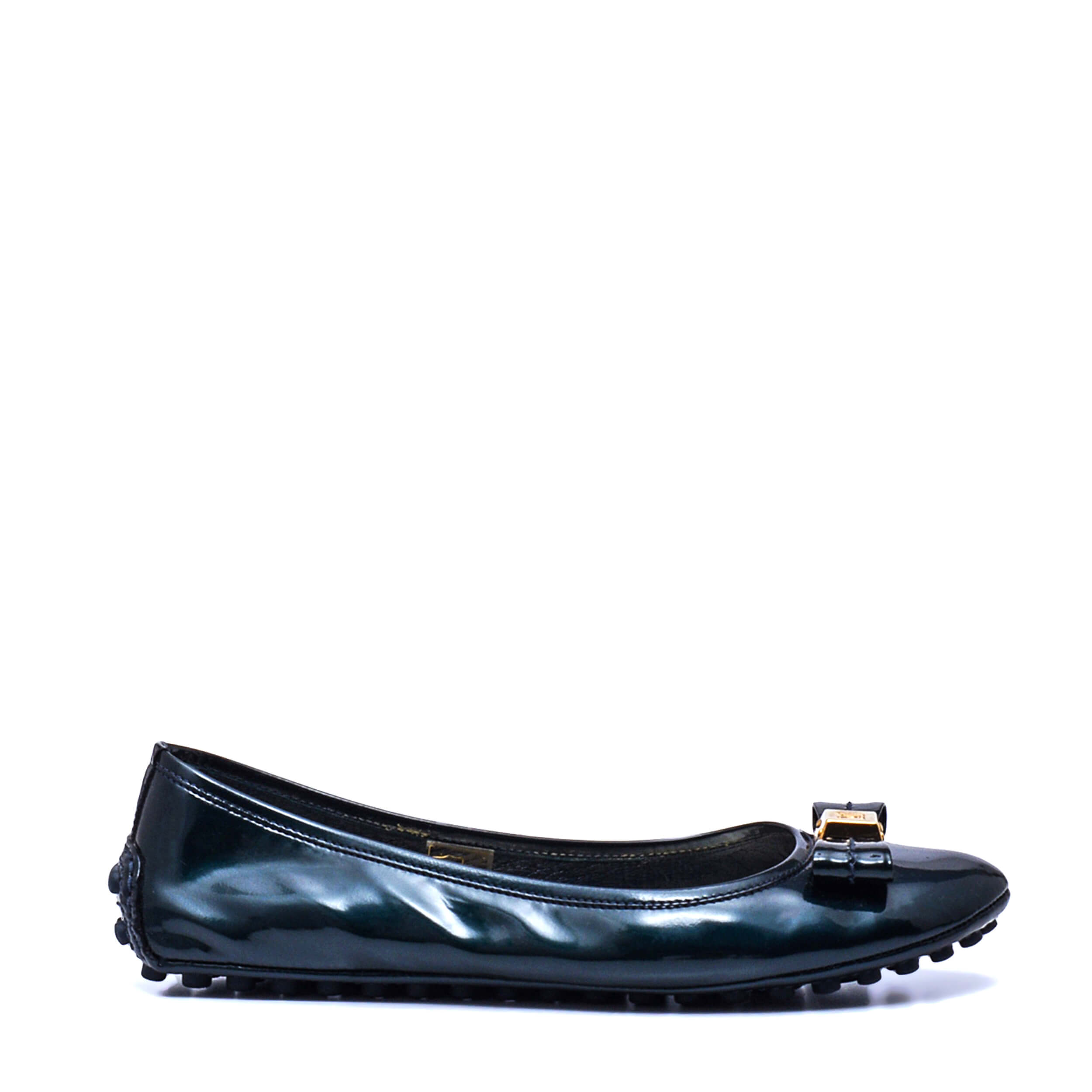 Louis Vuitton - Dark Green Patent Leather Ballet Flat / 37